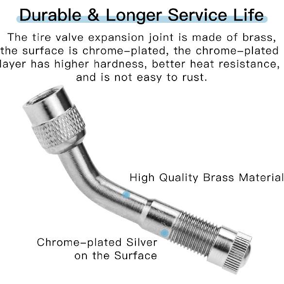 6-Pack Valve Stem Extenders, Mellbree 45 Degree 90 Degree 135 Degree Schrader Tire Valve Extension Compatible For Dual Wheels Passenger Cars, RV,