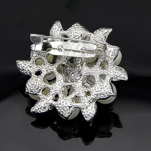 Elegant Flower Imitation Pearl Bröllopsscarf Brosch Pin Gift