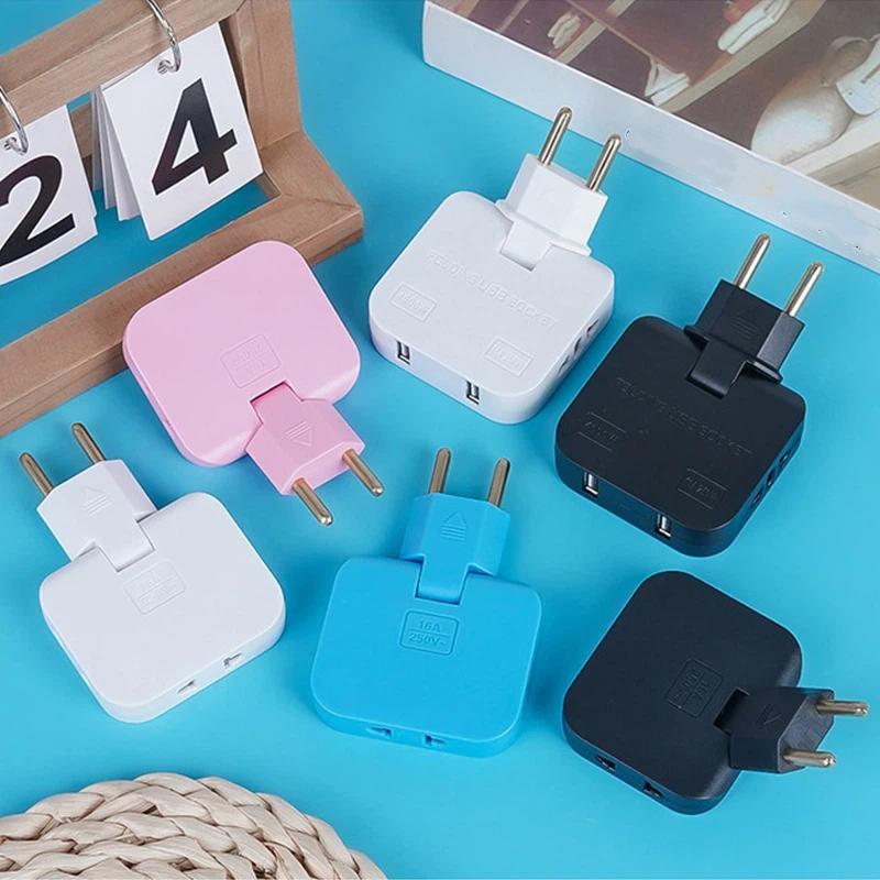 Eu Plug Adapte 4 In 1 Wall Outlet Extension Eu Electrical Socket 180 Degree Plug Adapter Travel Aadapter Portable Power Converte