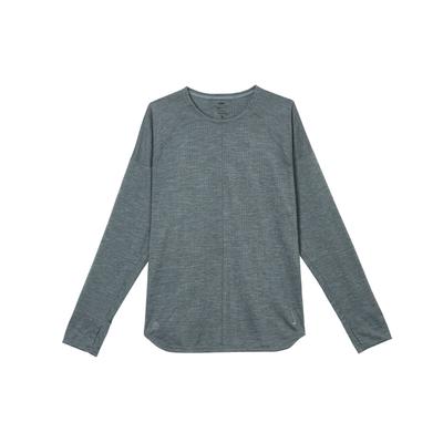 חולצת כושר יוגה Dri-FIT בצבע אחיד, מתייבשת במהירות, צווארון עגול, שרוולים ארוכים, גברים, צבע אפור קריר FB7776-065