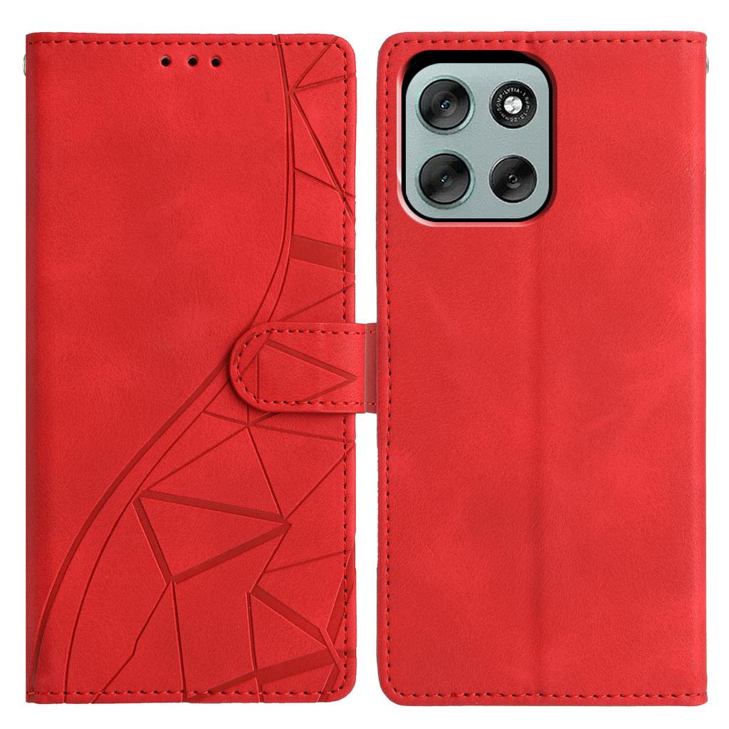 For Motorola Moto G56 5G Case Wallet Stand Imprinted Triangle Pattern Leather Phone Flip Cover