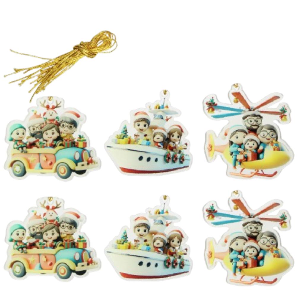 6Pcs Creative Christmas Decoration Pendant Santa Christmas Tree Hanging Ornament Garden
