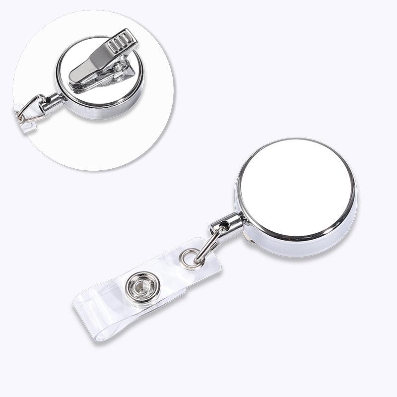 

Sleek Metal Retractable Pull-Release Badge Clip with Logo