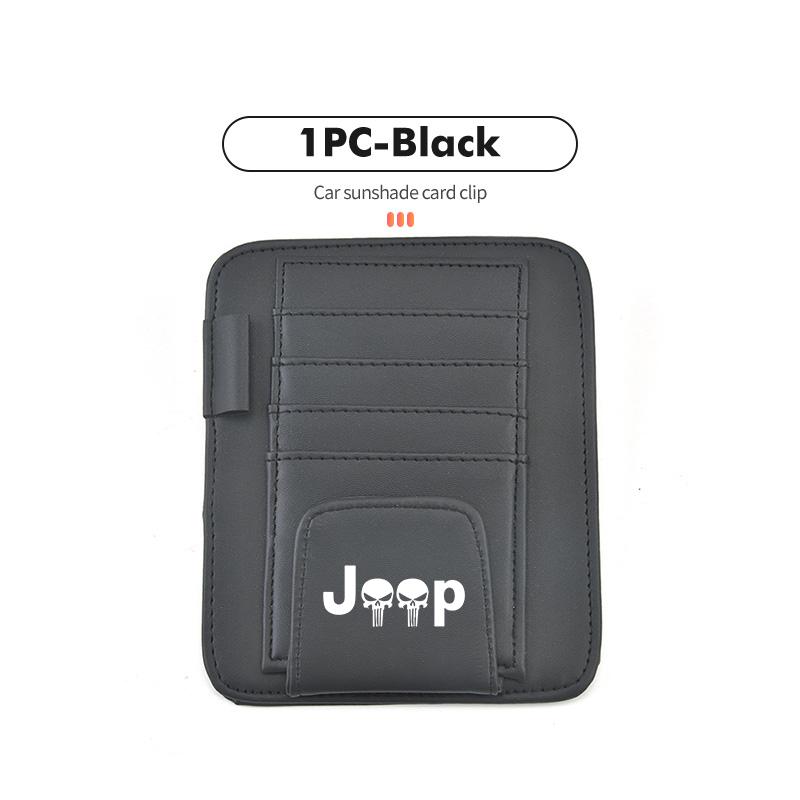Car Sunvisor Storage Clip Multi-Pocket Card Ticket Clip Organizer Interior Accessories For Jeep JK JL JKU TJ YJ CJ Wrangler AMY1
