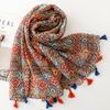 Flower Print Bohemian 88*180cm Women Viscose Scarf Shawl Cotton Linen Feeling Tassel Pashmina Muslim Hijab Wrap Lady Female