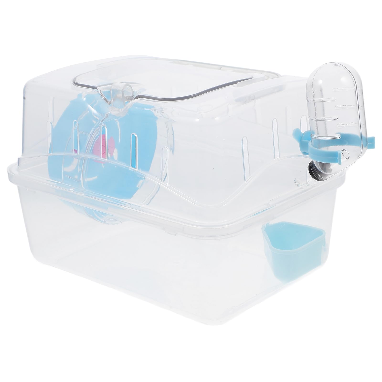 

POPETPOP Hamster Carrier/Cage, Portable Acrylic Travel Carrier for Small Animals, Guinea Pigs, and Hamsters