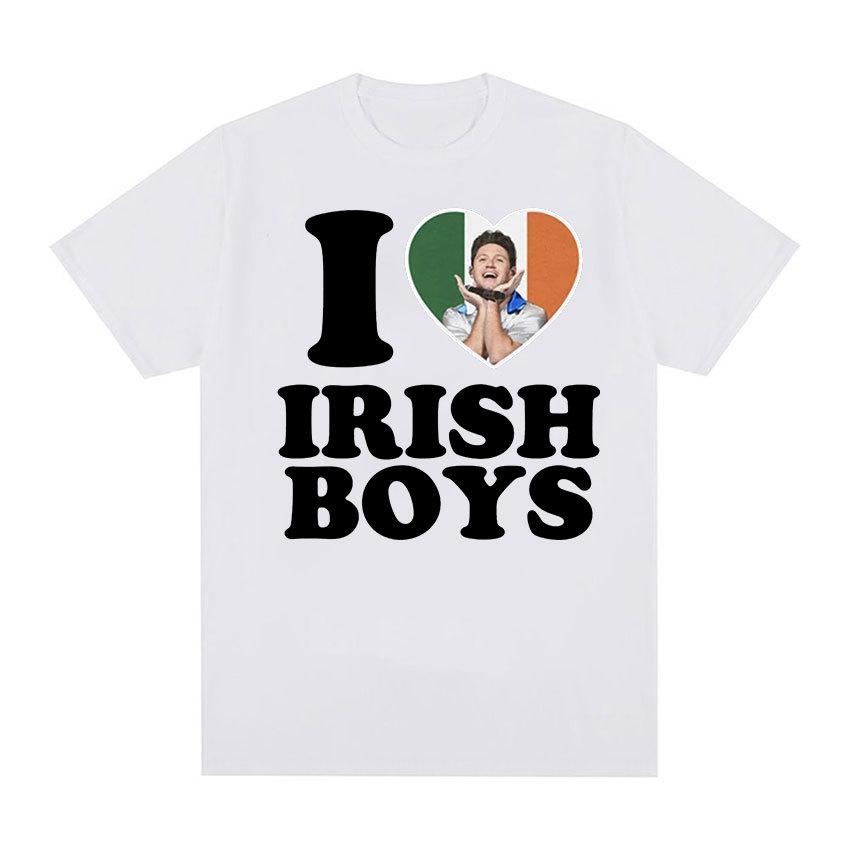 Jag älskar irländska killar Niall Horan Grafisk T-shirt Herr Mode Högkvalitativa Bomulls-T-shirts Sommar Unisex Casual Oversized T-shirt