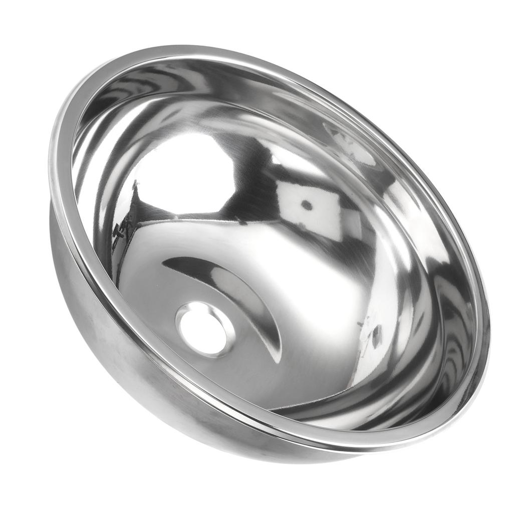 Zlewozmywak okrągły o średnicy 360 mm ze stali nierdzewnej z wykończeniem szczotkowanym, zlewozmywak do kampera z podkładką dźwiękochłonną fo