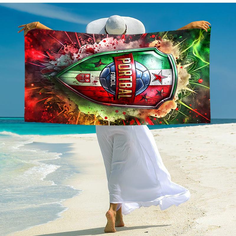 proof beach towel with Portugal Football team pattern - soft,absorbent,quick-drying,machine washable - perfect for swimming,camping,bathing