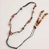 Boho Style Mixed Color Wood Beads Genuine Leather Braided Texture Ethnic Style Handmade Women's Belt Casual Vacation Style Waist Rope