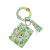 Fruit Print PU Card Holder with Beaded Keychain & Bracelet Wallet