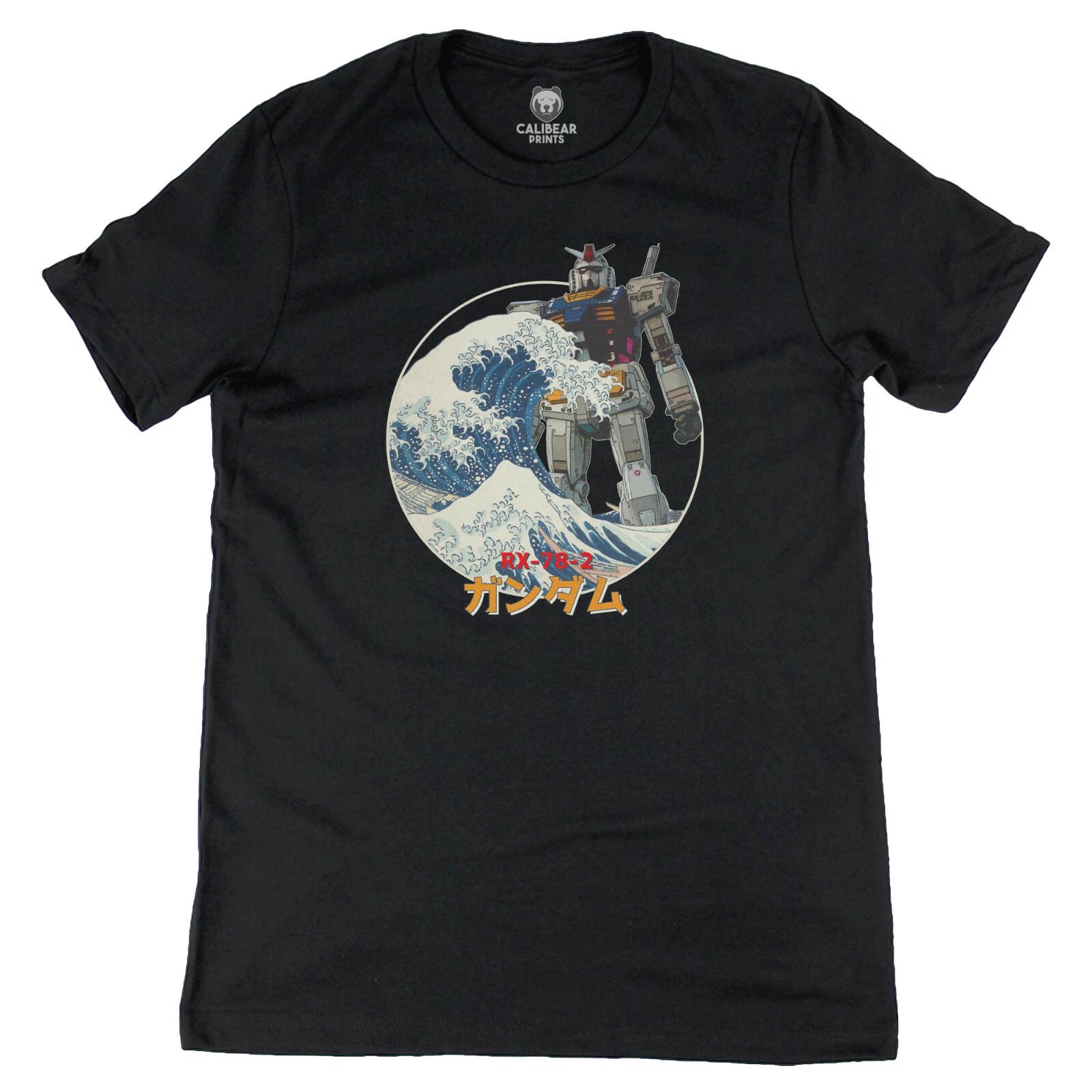 RX-78-2 Gundam in the Great Wave off Kanagawa V2 Anime Graphic Art Novelty Tee M