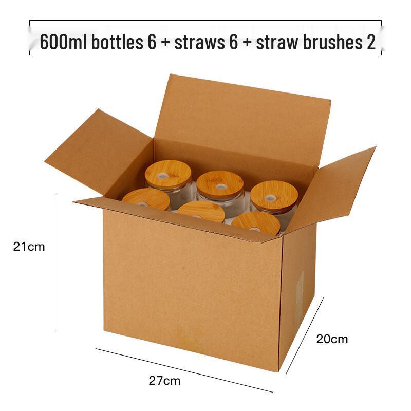 WJ High Borosilicate Glass Tumblers with Straws - 6 Pack