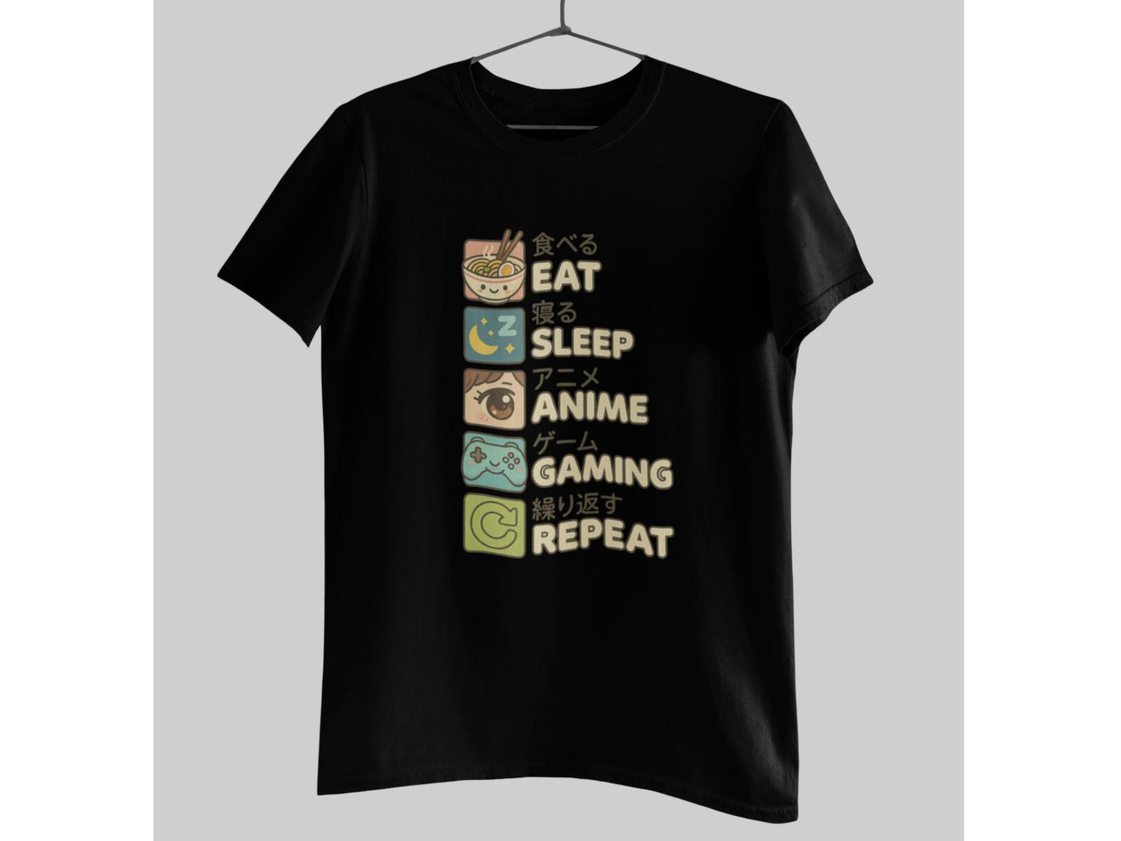 Eat Sleep Anime Gaming Repeat T-Shirt Retro Pixel Art Tee 100% Softstyle Cotton 3XL