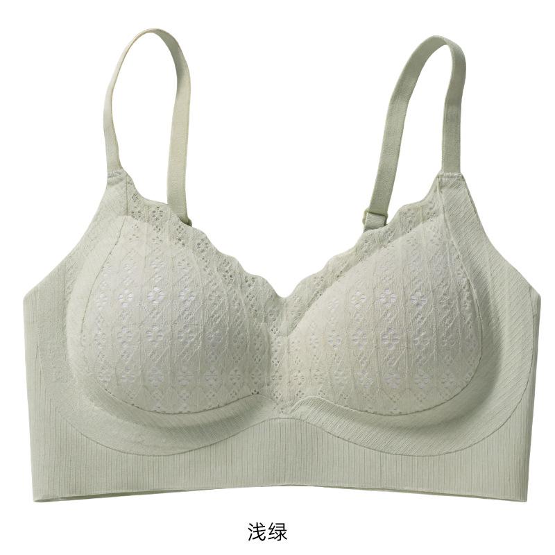 Traceless Beautiful Back Without Steel Ring Gathering Bra Soft Support Thin Cup Lace Girl Fixed Cup Collection Breast Underwear