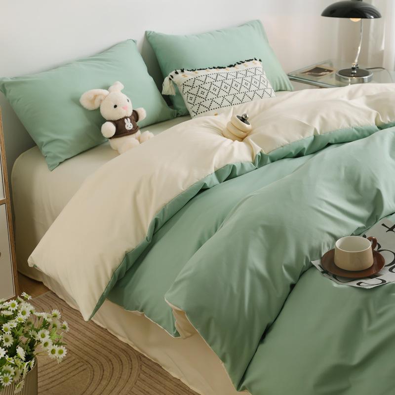 Καρό Μονόχρωμο Απλό Χρώμα Διπλοπλυμένο Βαμβάκι Βαμβακερό Σετ Τεσσάρων Τεμαχίων