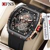 OFNS 8029 Fashion Wine Barrel Shaped Quartz Watch Calendar Waterproof Luminous Rubber Watches for Men Reloj Hombre