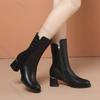 Fashion 2025 Autumn Winter New Cotton Short Boots for Women Chunky High Heeled Round Toe Side Zipper Botas Feminina Black Beige Botines