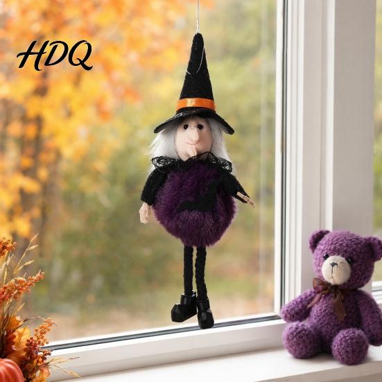 Halloween Holiday Decoration Plush Pom Hanging Decoration Pumpkin/Ghost/Black Cat/Witch Doll Witch Ornament