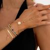 Creative Colorful Crystal Connected Finger Bracelet, Ins Flower Metal Chain Hand Jewelry For Women