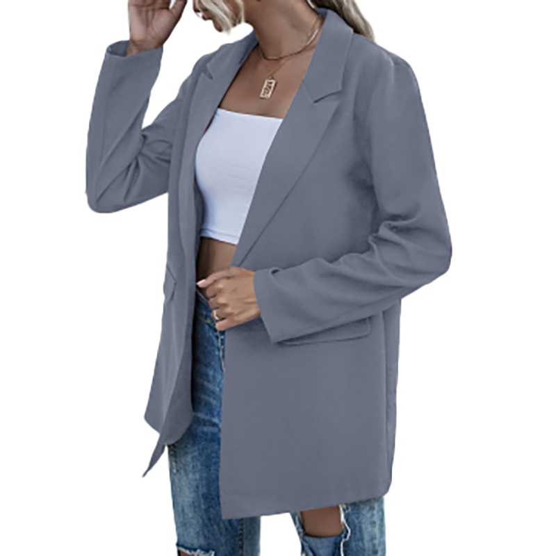 Women Oversized Long Blazer Work Office Long Sleeve Open Front Cardigan Lapel Collar Suit Jacket Plus Size