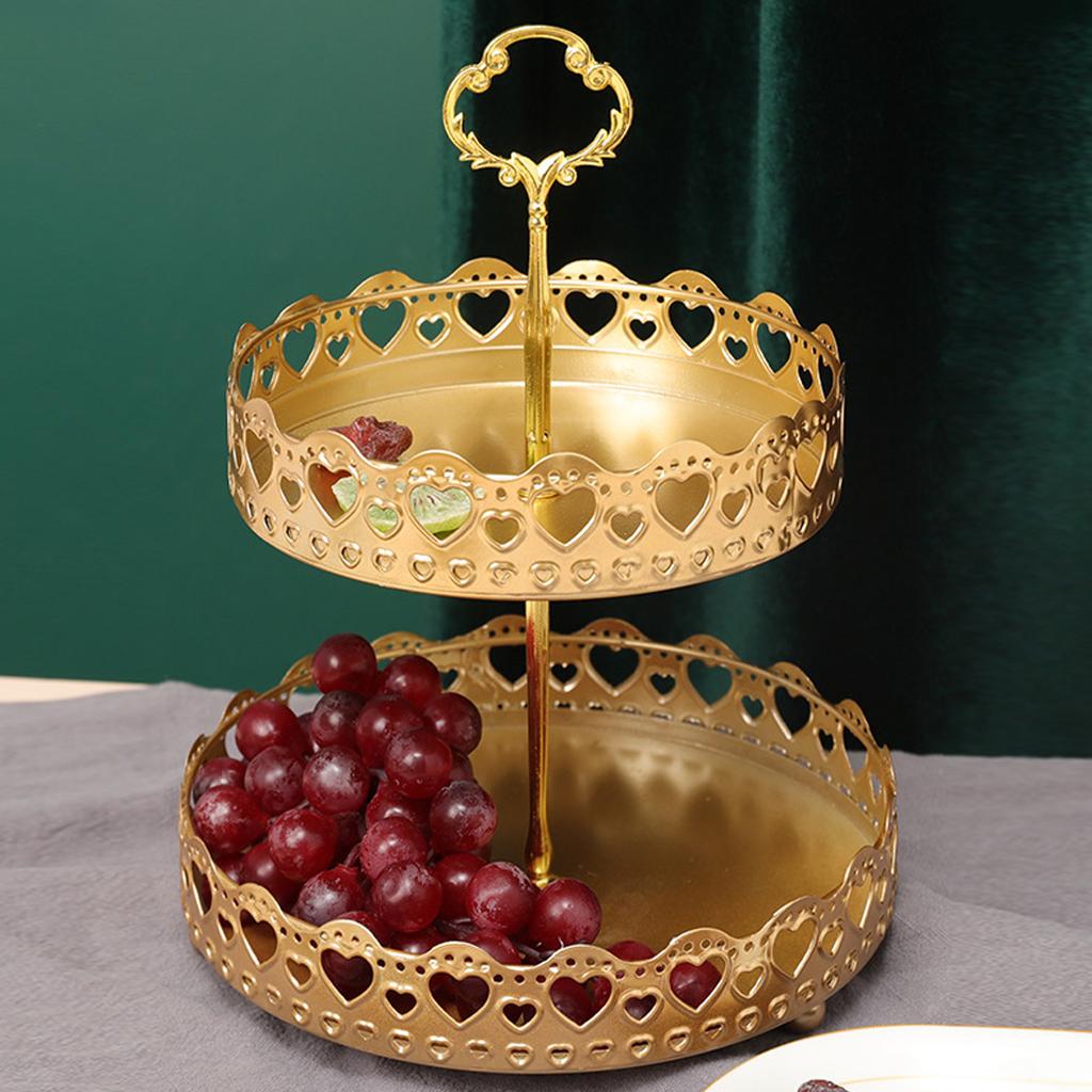 1Pc Tiered Tray Easy Assembly Metal Large Capacity 2 Tier Serving Tray Stand for Fruit Dessert Cake Snack