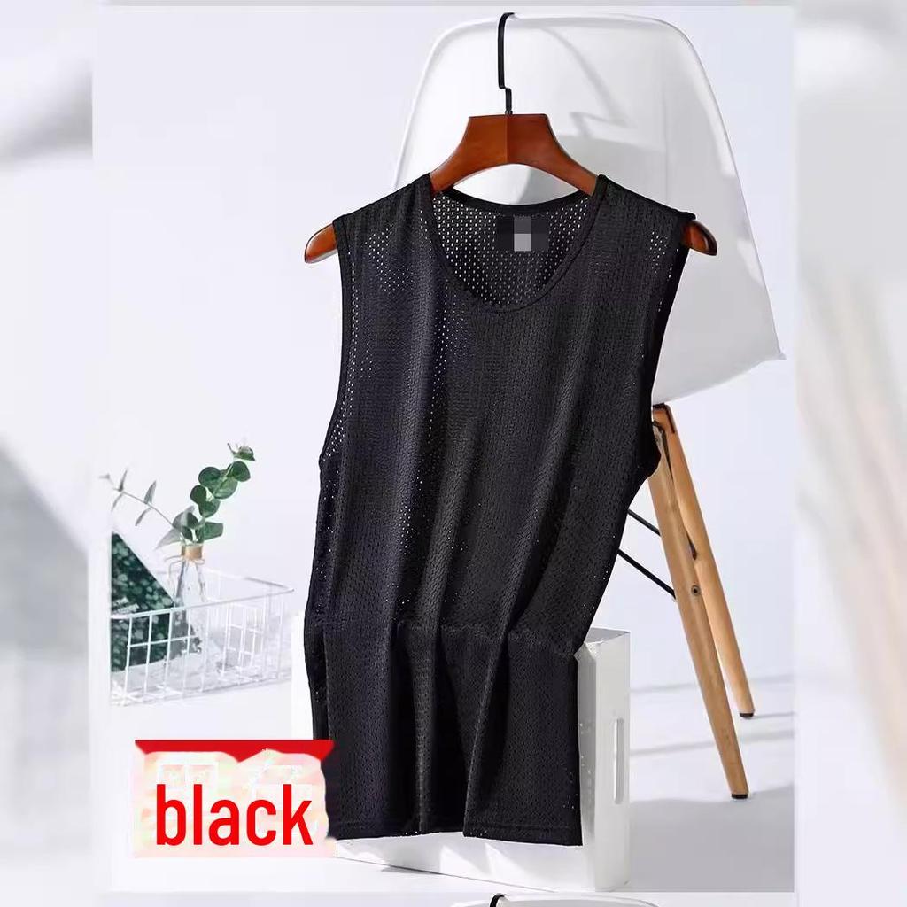 Débardeur d'été pour homme coupe slim en maille de soie glacée respirante pour le fitness