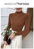 Women's Slimming Pure Cashmere Ribbed Pullover Sweater - Solid Color, Half-High Neck Knitwear