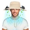 Solární klobouk s ventilátorem a širokým okrajem, ventilátory s duálním napájením, baterie 800 mAh, venkovní rybářský klobouk pro turistiku, cyklistiku, rybaření