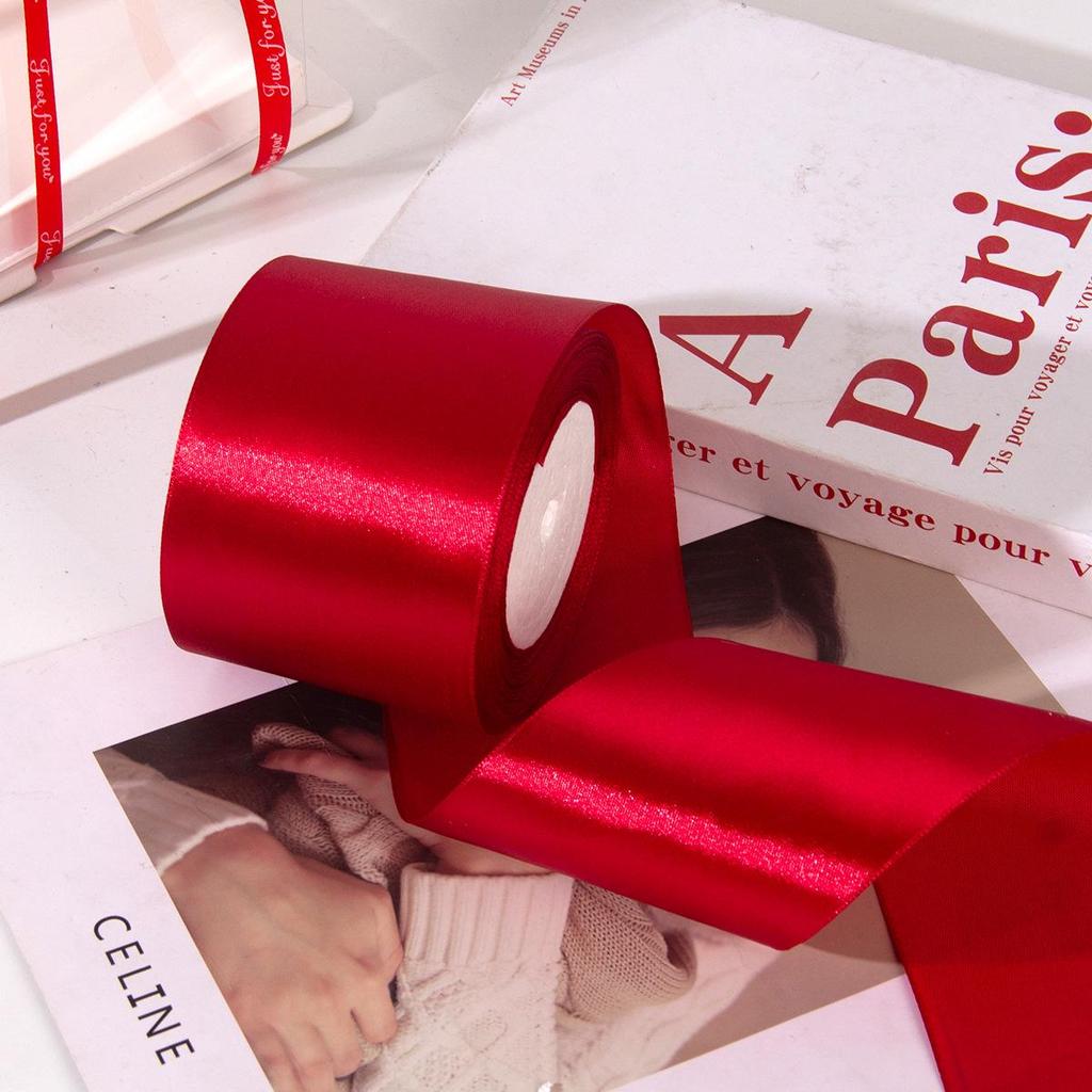 Burgundy Satin Ribbon: Chinese Red Polyester, 0.3-8cm for Festive Wedding Room Decorations