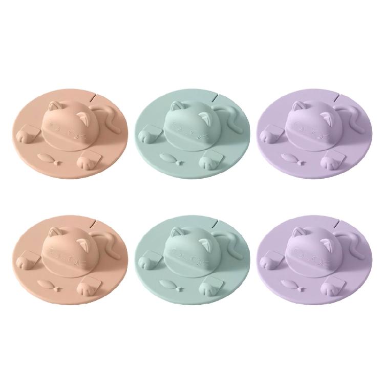 

Pack of 6 Cute Cats Ear Cup Lid Cover Tea Bag Holder Silicone Mugs Toppers Teabag Squeezer for Coffee Milk Beverage Cups 1