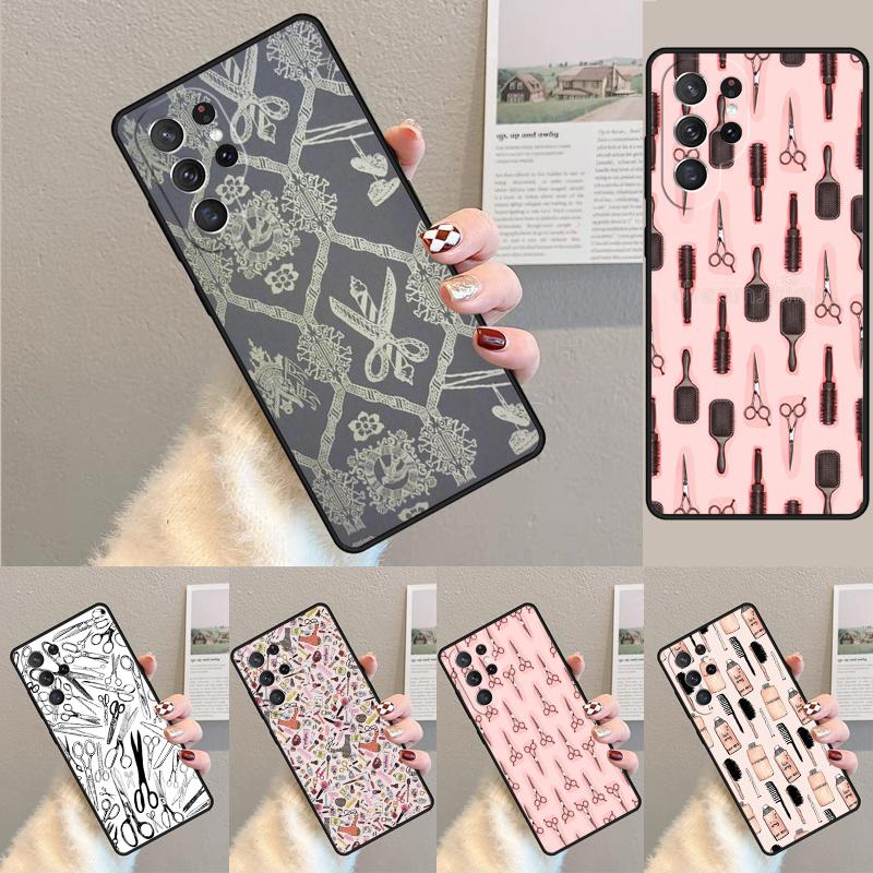 Barber Scissors Hairstylist Salon Pattern Phone Case for Samsung Galaxy Note 10 Pro S26 Ultra S23 S24 FE S25 S21 S22 PLUS Cover