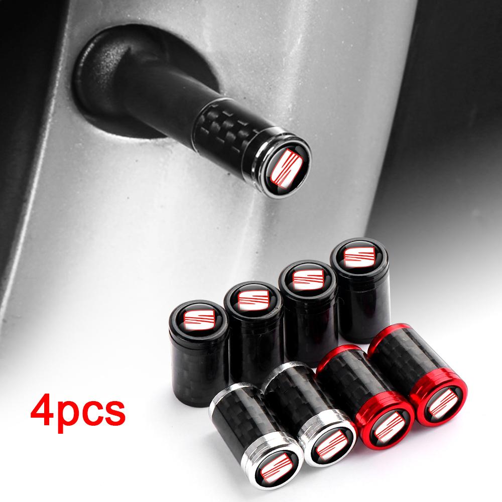 4Pcs Car Accessories Wheel Tire Valve Caps Stem Cover Badge For Seat Ateca Formentor Cupra Ateca Ibiza Leon FR Cordoba E-Racer uio321