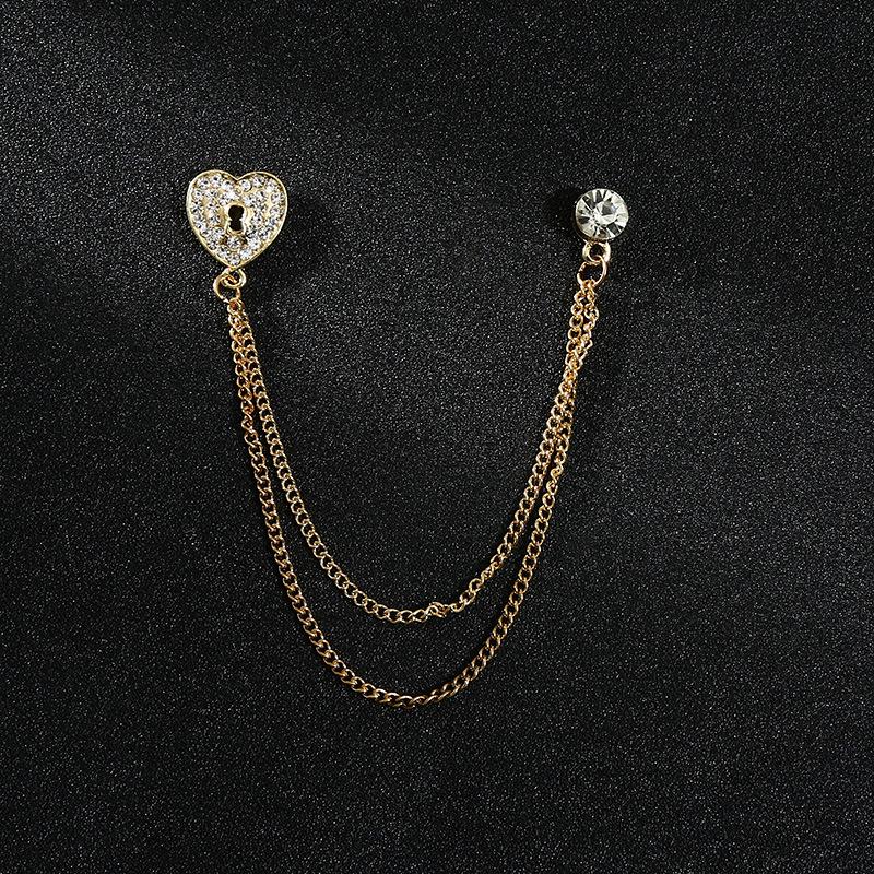 Herrenanzug-Reversnadel-Set im koreanischen Stil mit Kronenbrosche, Kette und Stern-Korsage