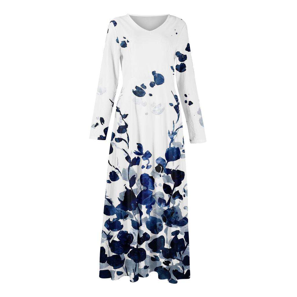 Women's Casual And Fashionable Round-neck Long Sleeve Mid Length Dress