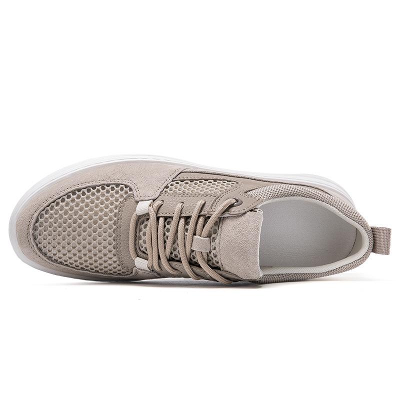 Hollow Hole Shoes Men's Trendy Shoes Sports Shoes Invisible Inner Height Increase 5CM Casual Mesh Board Shoes Men's Shoes