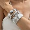 Multi-Layer Geometric Open Cuff Bracelet Set for Women Fashion Jewelry