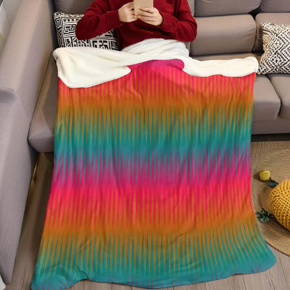 Rainbow Vertical Stripe Flannel Blanket Perfect for Sofa Office Bed Travel Sleep Read Relax Camping four season use