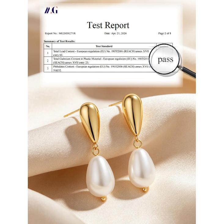 Pearl Drop Earrings 14K Gold Plated Dainty Bridesmaid Jewelry Gift
