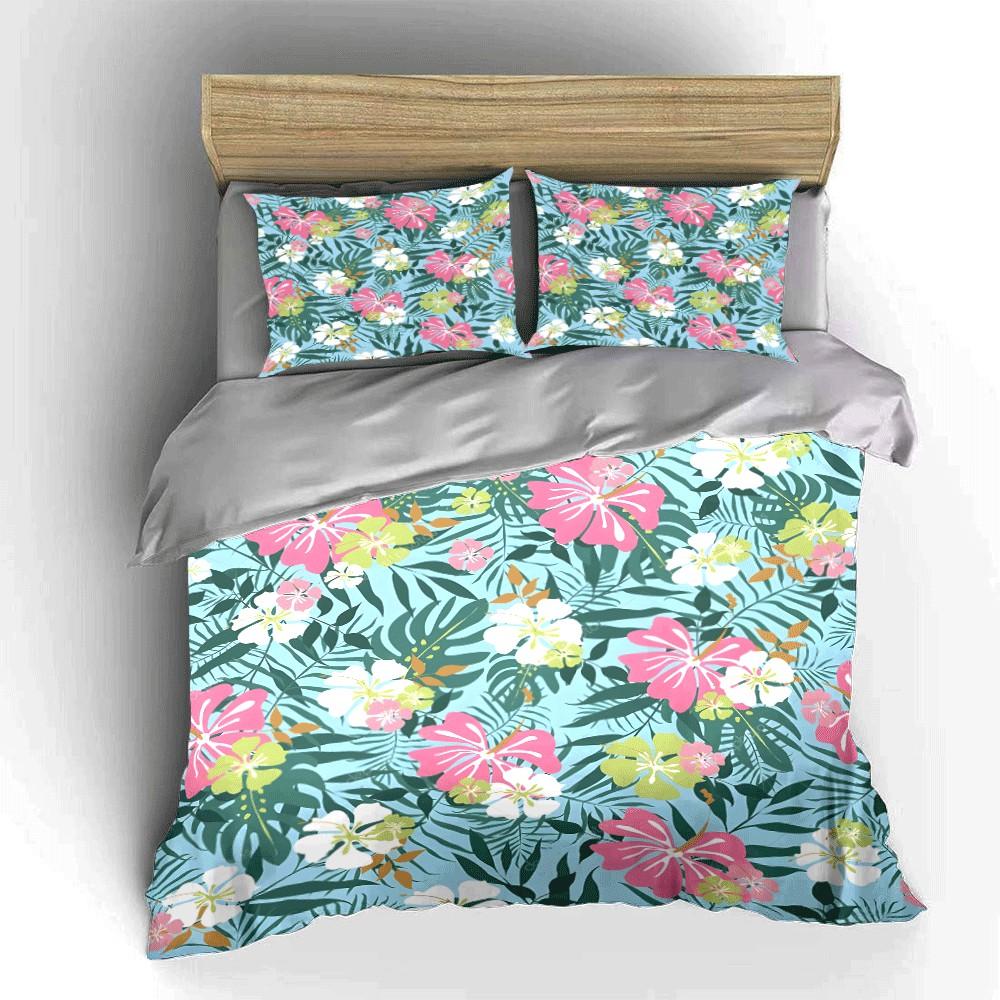 Tropical Floral Bedding Set Perfect Exquisite three-piece bedding set gift for kids and adults