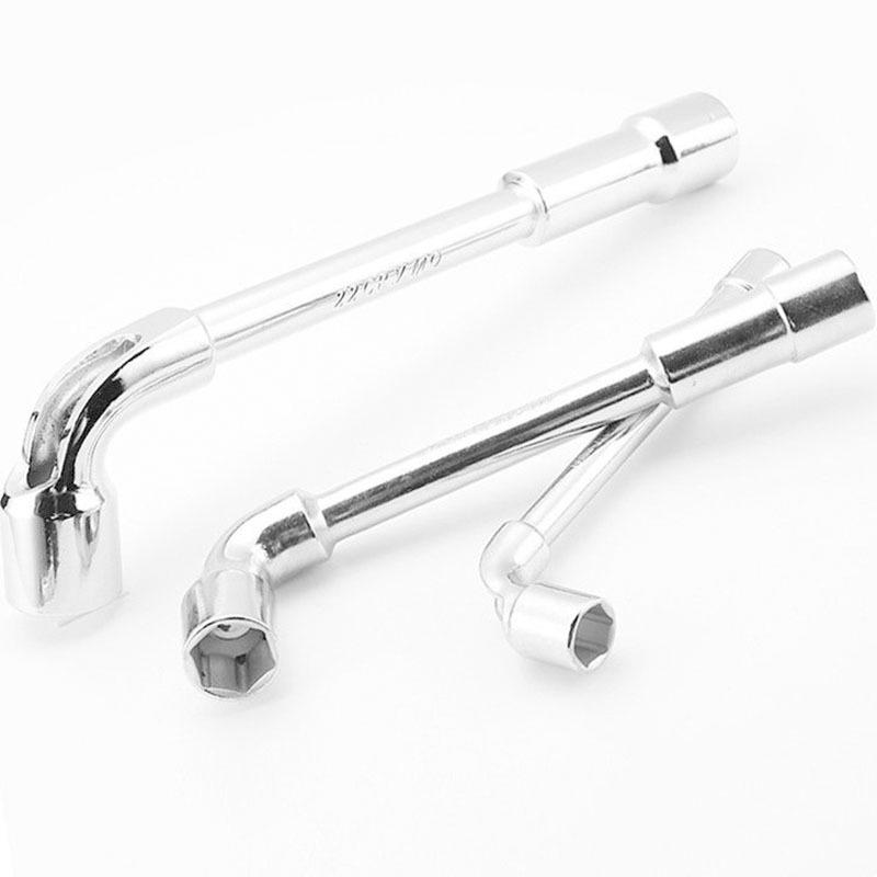 L-Shaped Hex Socket Wrench Set with Double-Ended Elbow and Perforated Pipe Wrench.
