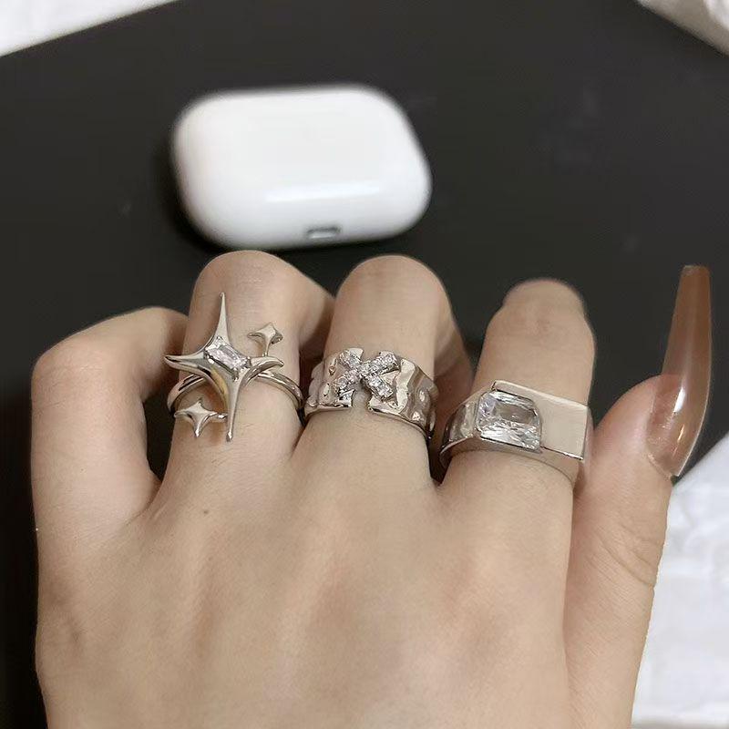High-End Zircon Cross Ring with French Style for Female Students