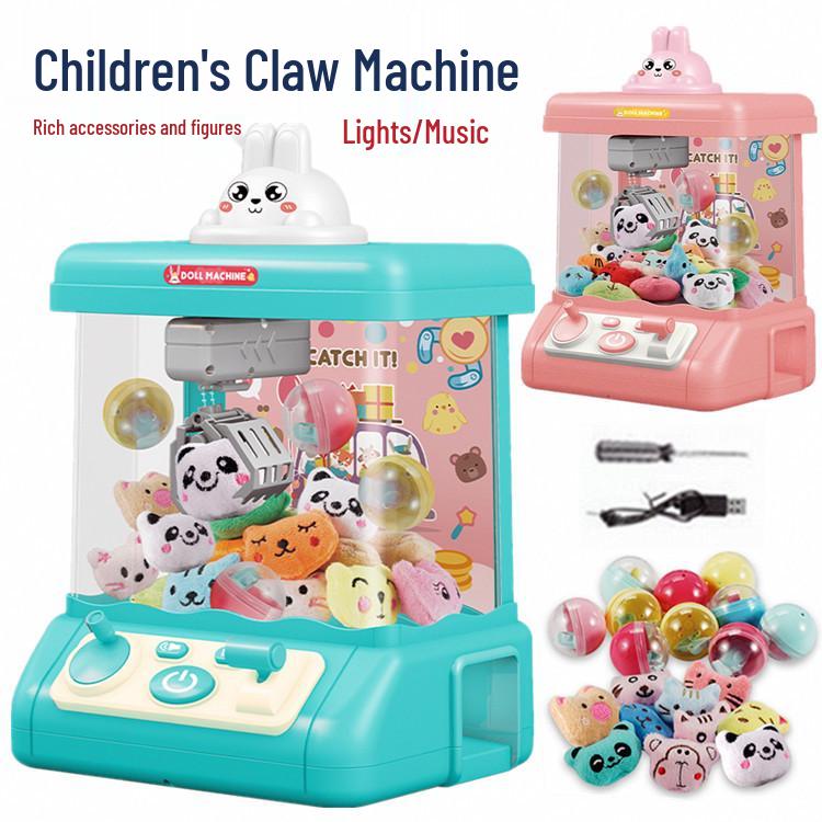 Large Cartoon Rabbit Claw Machine for Kids' Pretend Play - Plush Grab Gashapon Toy.