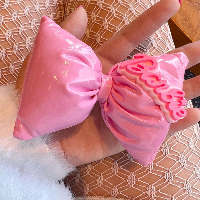 Miniso Kawaii Barbie Pink 3D Filled Bow hairpin Cute Bb Clip Hair decorate girl Fashion sweet Hair accessories Children's gifts