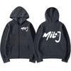 Merch con Logo Rapper Milo J Felpe con Zip Uomo Donna Moda Hip Hop Felpe con Cappuccio e Zip Giubbotti Oversize Casual Felpe