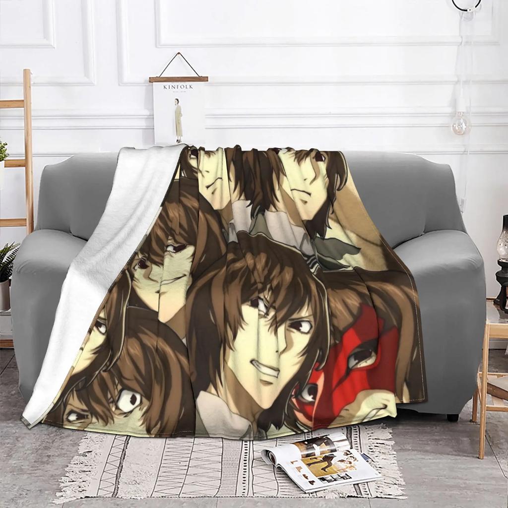 P5R The Many Faces of Goro Akechi Flannel Blanket Custom Throw Blankets for Sofa Bedding Lounge 200x150cm Plush Thin Quilt