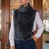 Damska kamizelka bez rękawów z wysokim kołnierzem ze sztucznego futra norek, elegancka, ciepła, zimowa