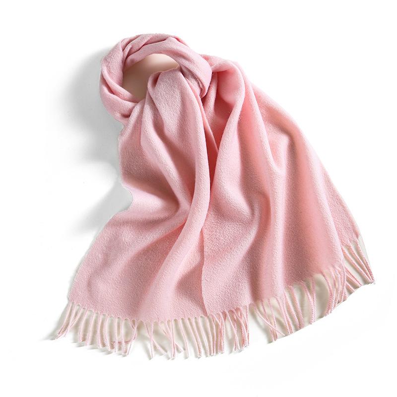 

Winter Solid Color Wool Scarf for Women New Versatile Tassel Fashion Warm Neck Scarf Comfortable Real Wool Scarf 180cm