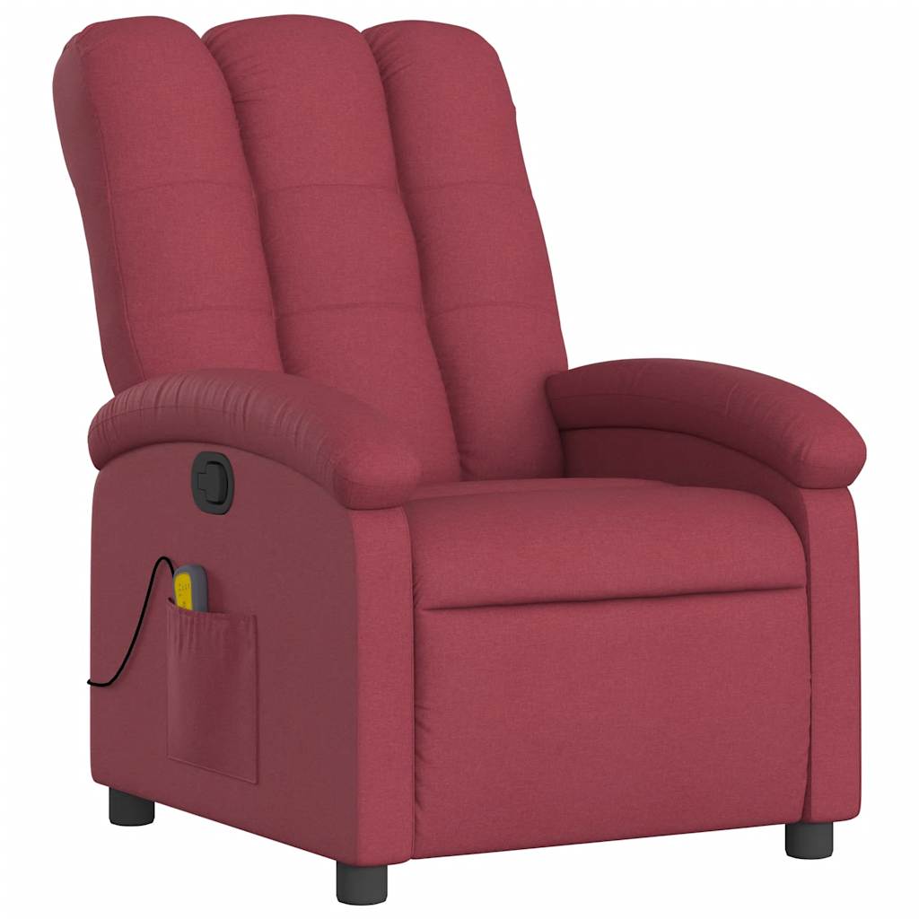 Vidaxl Reclining Massage Chair, Wine Red, Fabric Upholstered