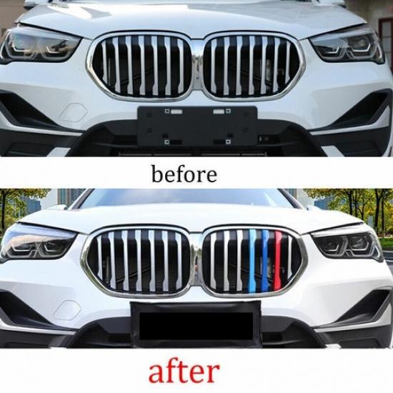 For BMW X1 F48 20 21 22 ABS 3-Color Front Center Mesh Grille Grill Strip Trim